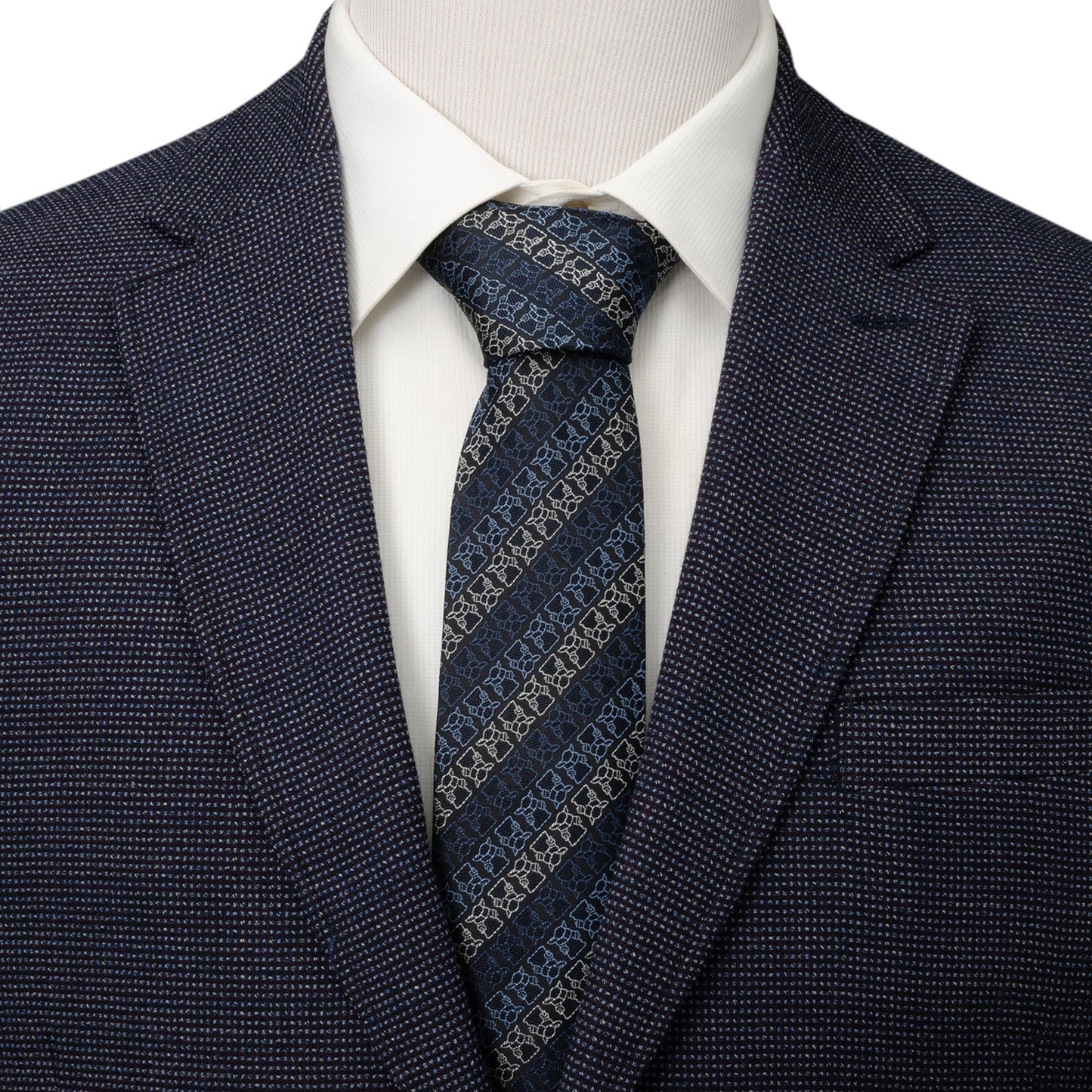Star Wars Grogu Outline Striped Navy Tie - My Men's Shop
