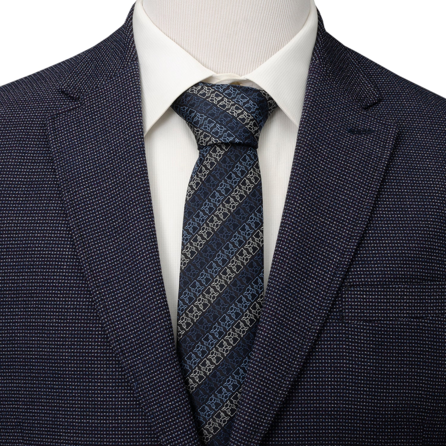 Star Wars Grogu Outline Striped Navy Tie - My Men's Shop
