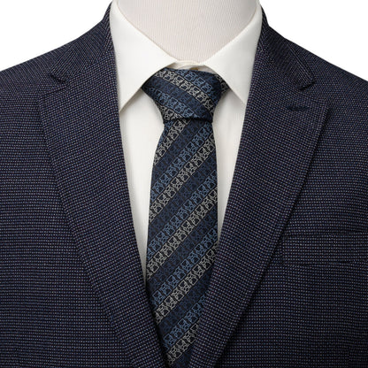 Star Wars Grogu Outline Striped Navy Tie - My Men's Shop