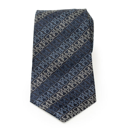 Star Wars Grogu Outline Striped Navy Tie - My Men's Shop