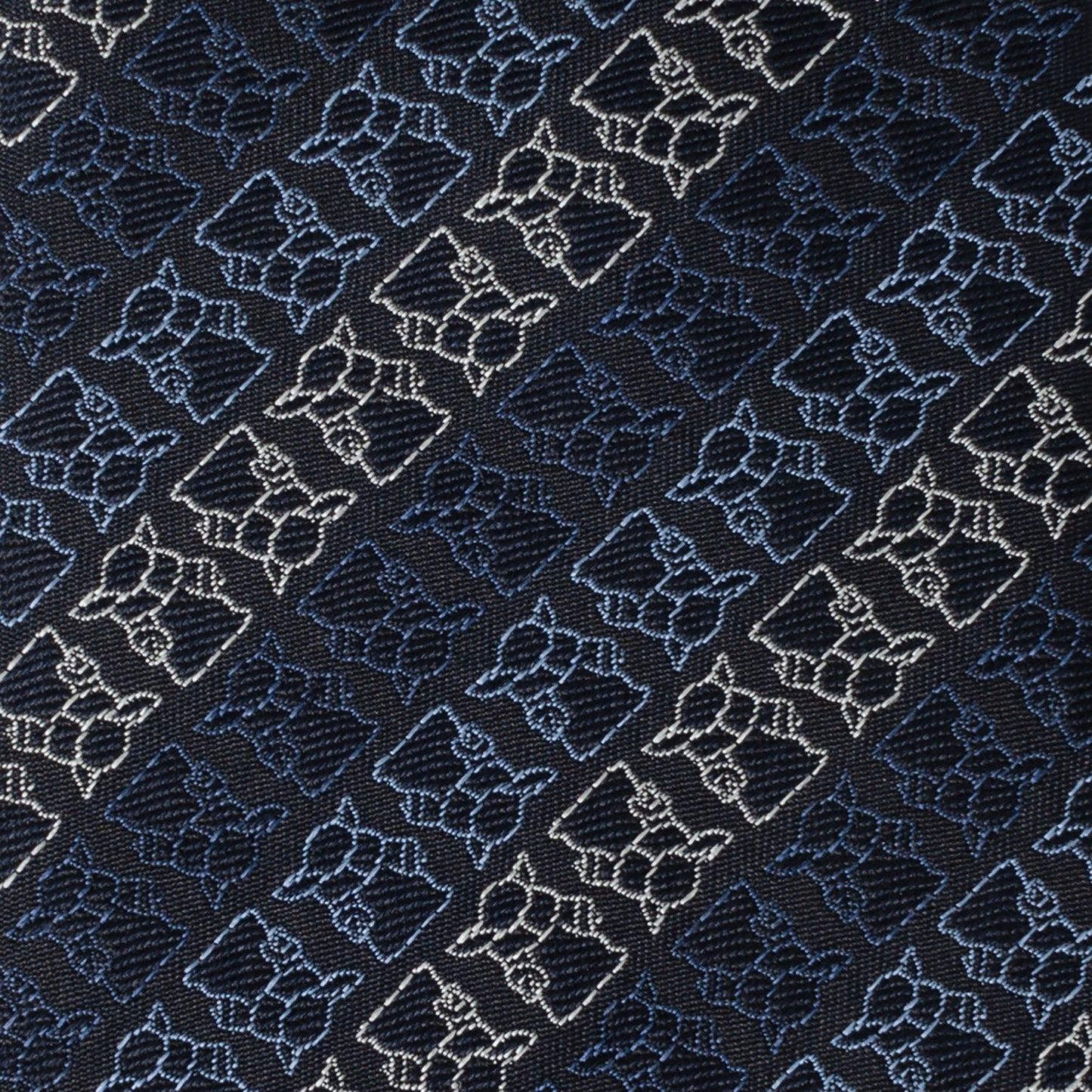 Star Wars Grogu Outline Striped Navy Tie