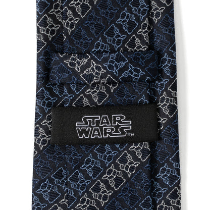 Star Wars Grogu Outline Striped Navy Tie - My Men's Shop