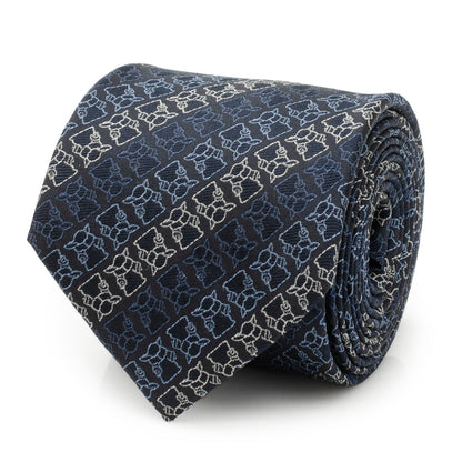 Star Wars Grogu Outline Striped Navy Tie - My Men's Shop