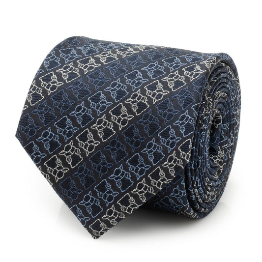 Corbata azul marino a rayas con el contorno de Grogu de Star Wars