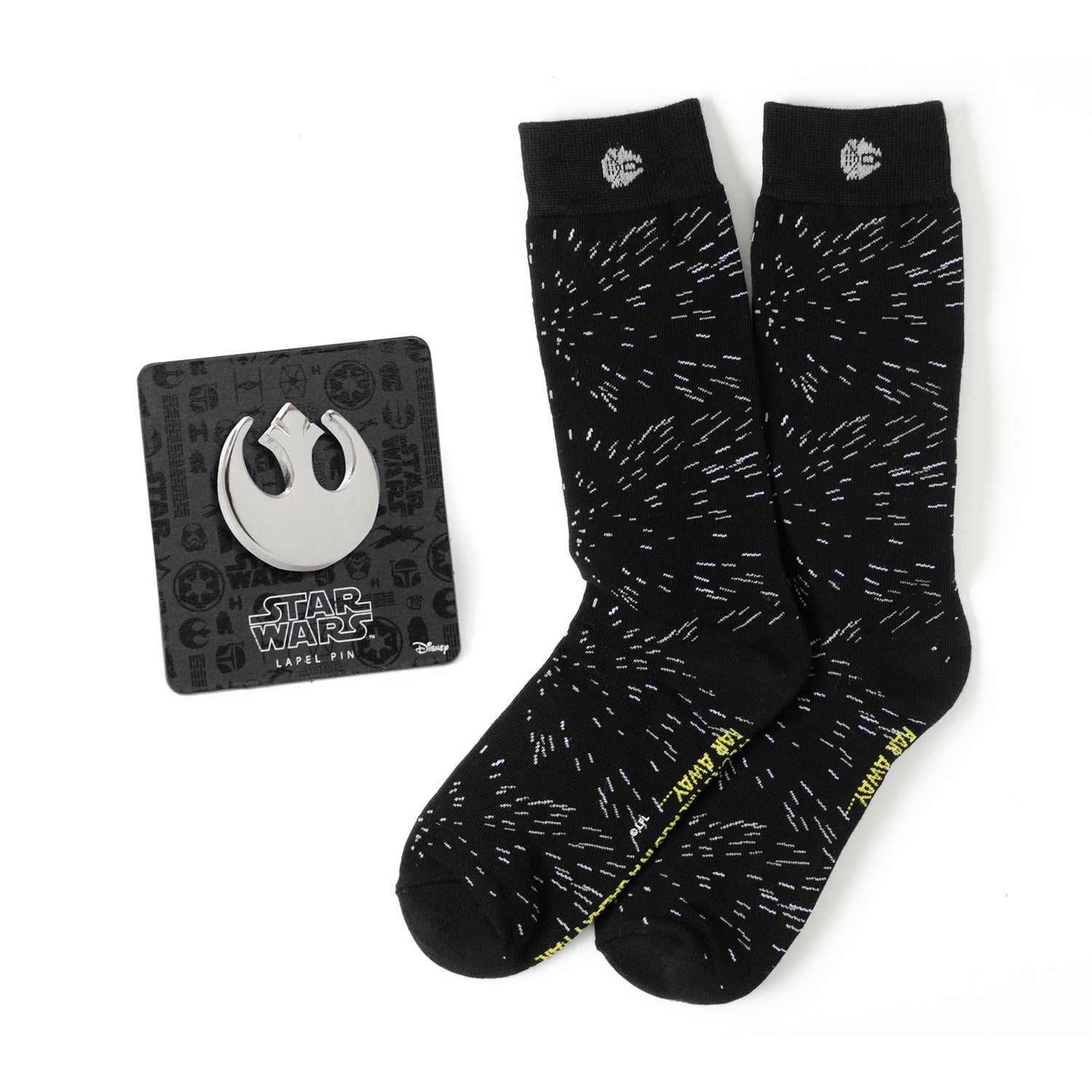 Star Wars Hyperspace Black Dress Socks and Rebel Crest Lapel Pin Gift Set - My Men's Shop