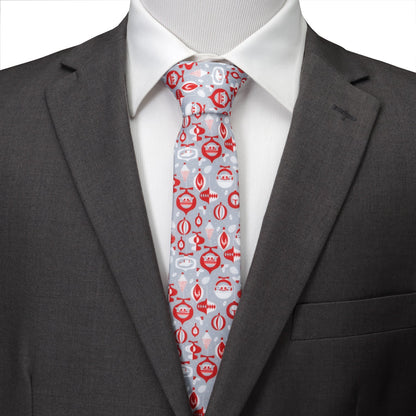 Star Wars Mandalorian and Grogu Gray and Red Holiday Tie - My Men's Shop