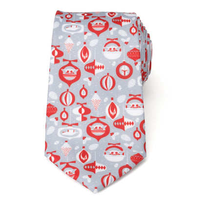 Star Wars Mandalorian and Grogu Gray and Red Holiday Tie - My Men's Shop