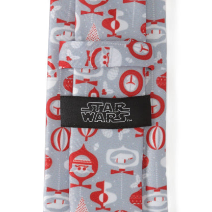 Star Wars Mandalorian and Grogu Gray and Red Holiday Tie - My Men's Shop