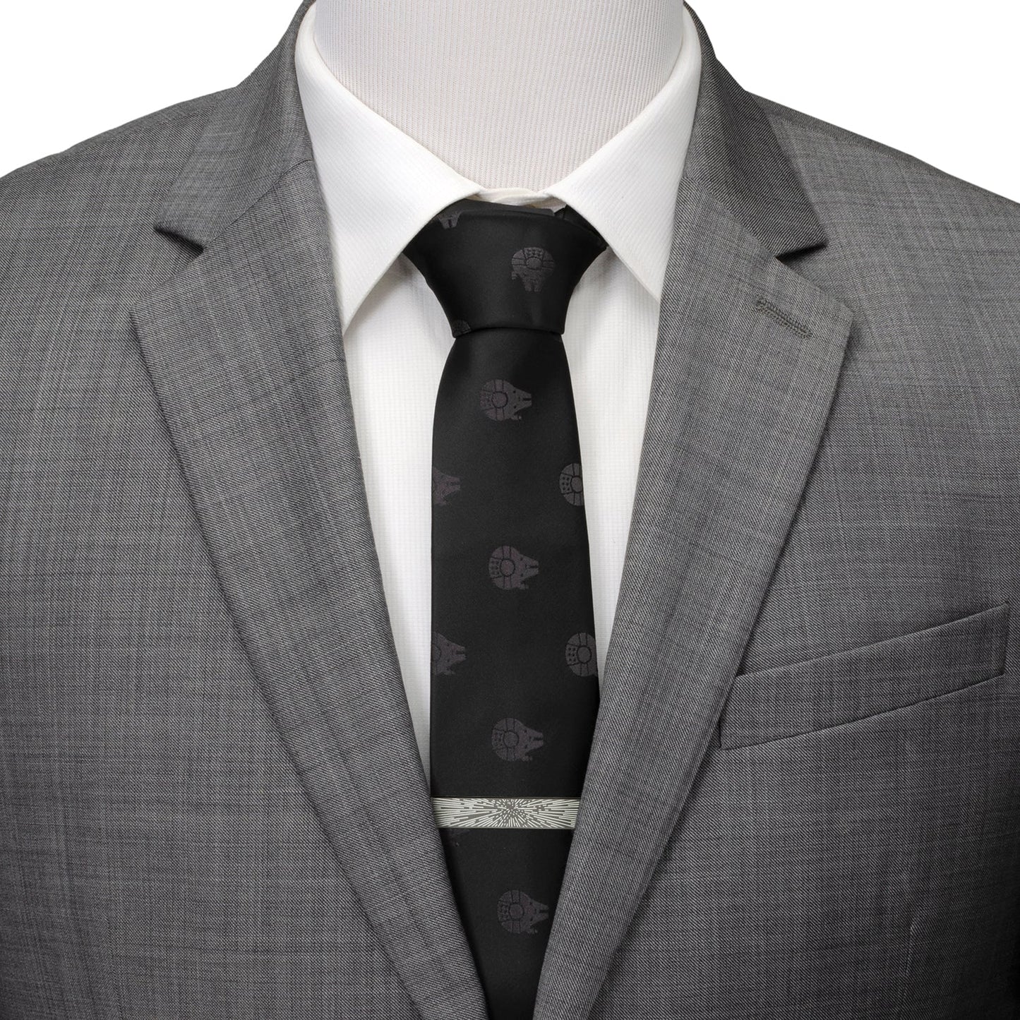 Star Wars Millennium Falcon Black Tie, X-Wing and Tie Fighter Battle Dress Socks, and Hyperspace Glow-in-the-Dark Tie Bar Gift Set - My Men's Shop