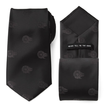 Star Wars Millennium Falcon Black Tie, X-Wing and Tie Fighter Battle Dress Socks, and Hyperspace Glow-in-the-Dark Tie Bar Gift Set - My Men's Shop