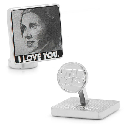 Star Wars Princess Leia and Han Solo "I Love You / I Know" Cufflinks with Hidden Message Tie Bar Gift Set - My Men's Shop