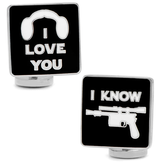 Star Wars Princess Leia and Han Solo "I Love You / I Know" Icon Cufflinks - My Men's Shop