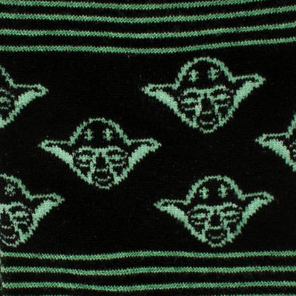 Calcetines de vestir con patrón degradado verde y negro de Yoda de Star Wars con pin de solapa del emblema Jedi
