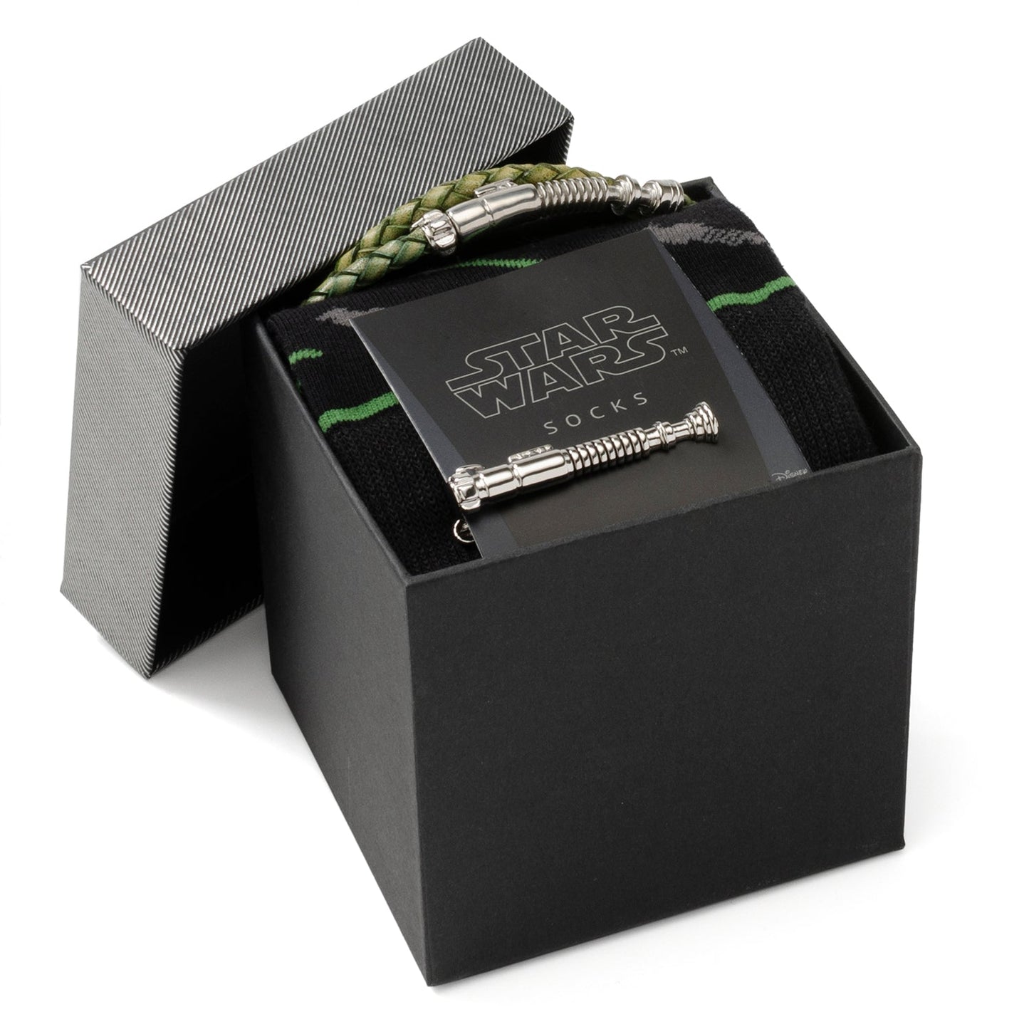 Star Wars Luke Skywalker LIGHTSABER Bracelet, Tie Clip, and Dress Socks Gift Set - My Men's Shop