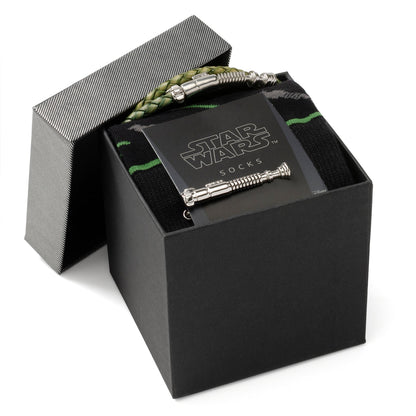 Star Wars Luke Skywalker LIGHTSABER Bracelet, Tie Clip, and Dress Socks Gift Set - My Men's Shop