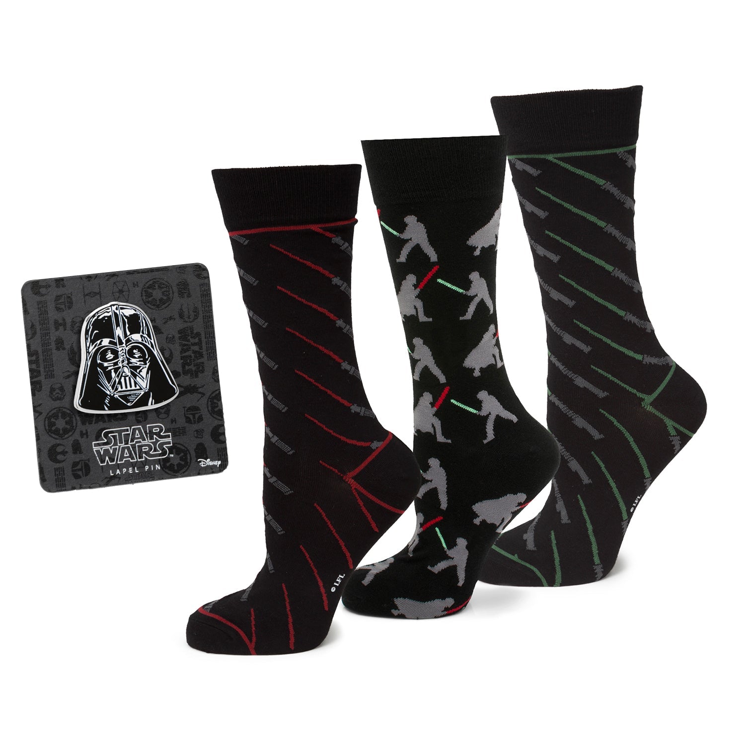 Star Wars LIGHTSABER Battle Dress Socks and Darth Vader Lapel Pin Gift Set - My Men's Shop