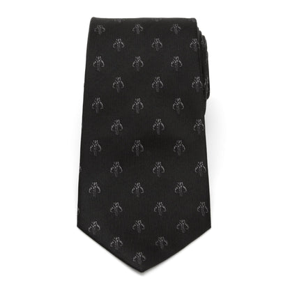 Star Wars Mandalorian Mythosaur Black Silk Tie - My Men's Shop