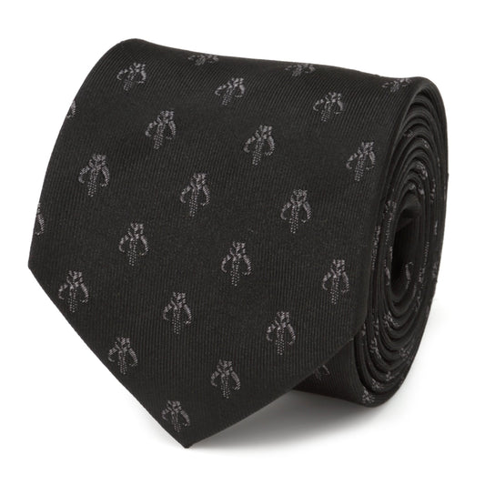 Star Wars Mandalorian Mythosaur Black Silk Tie - My Men's Shop