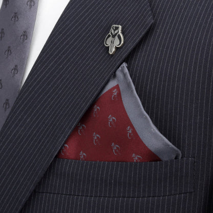 Star Wars Mandalorian Mythosaur Gray Tie, Red Pocket Square, Cufflinks, and Tie Bar Gift Set - My Men's Shop