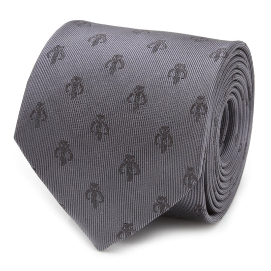 Corbata de seda gris de Mandalorian Mythosaur de Star Wars