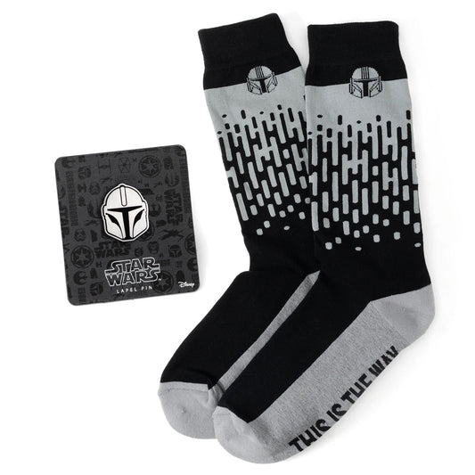 Star Wars El Mandaloriano "Este es el camino" Calcetines de vestir y set de regalo de pin de solapa
