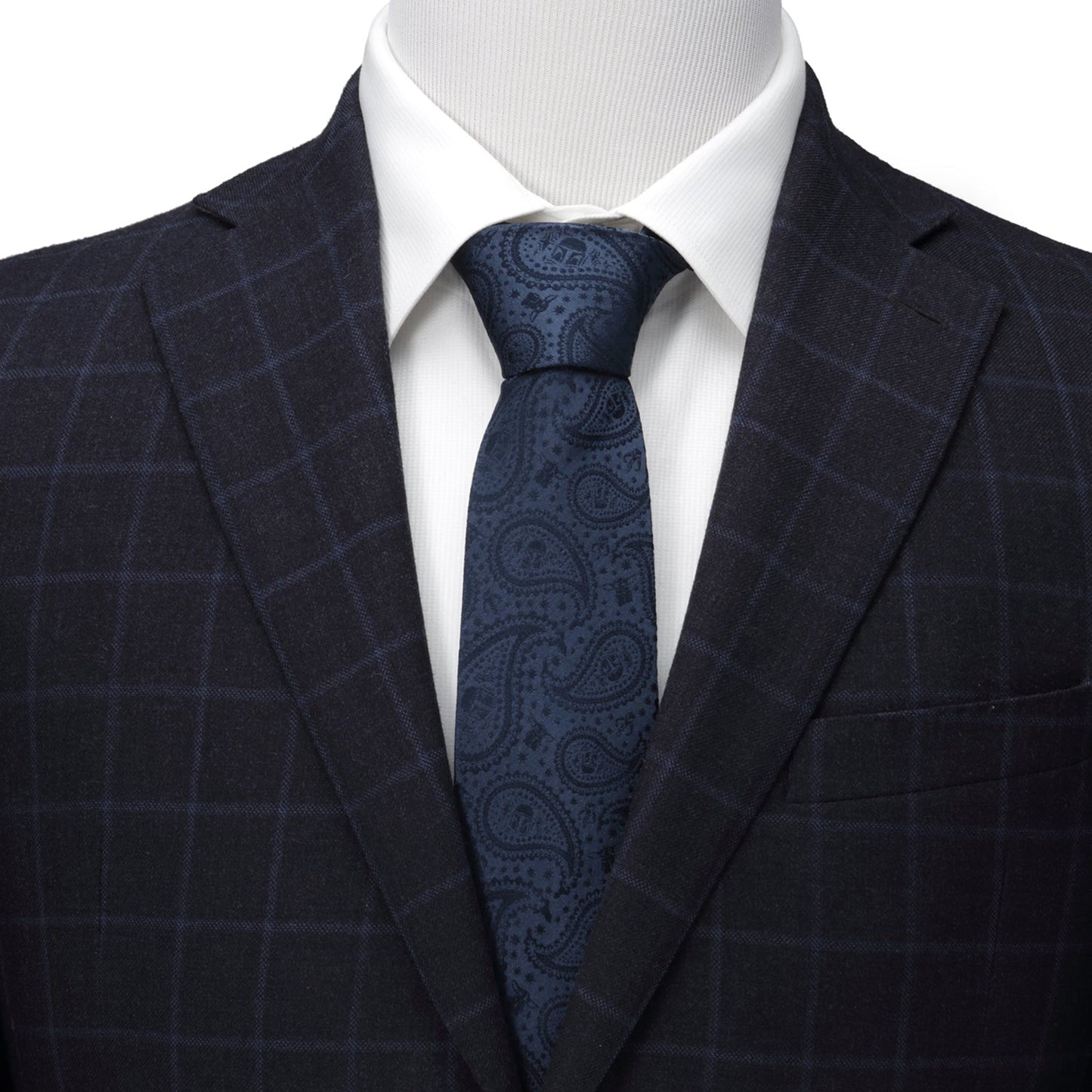 Corbata Paisley Azul Marino Star Wars Mandalorian y Grogu