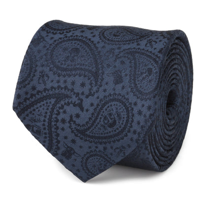 Corbata Paisley Azul Marino Star Wars Mandalorian y Grogu