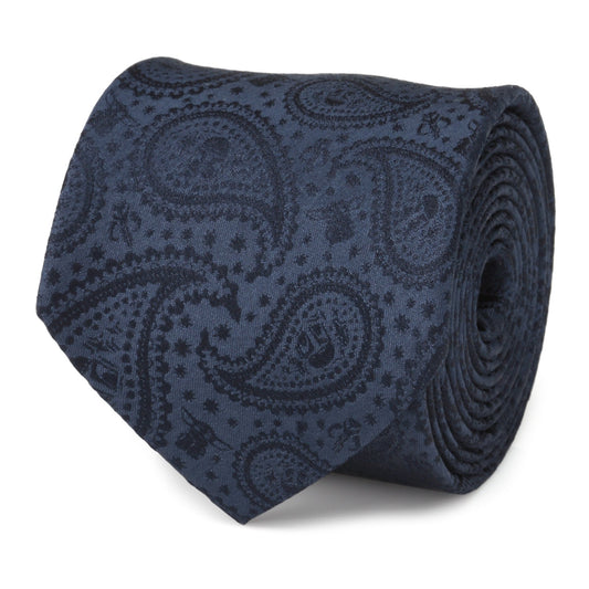 Corbata Paisley Azul Marino Star Wars Mandalorian y Grogu