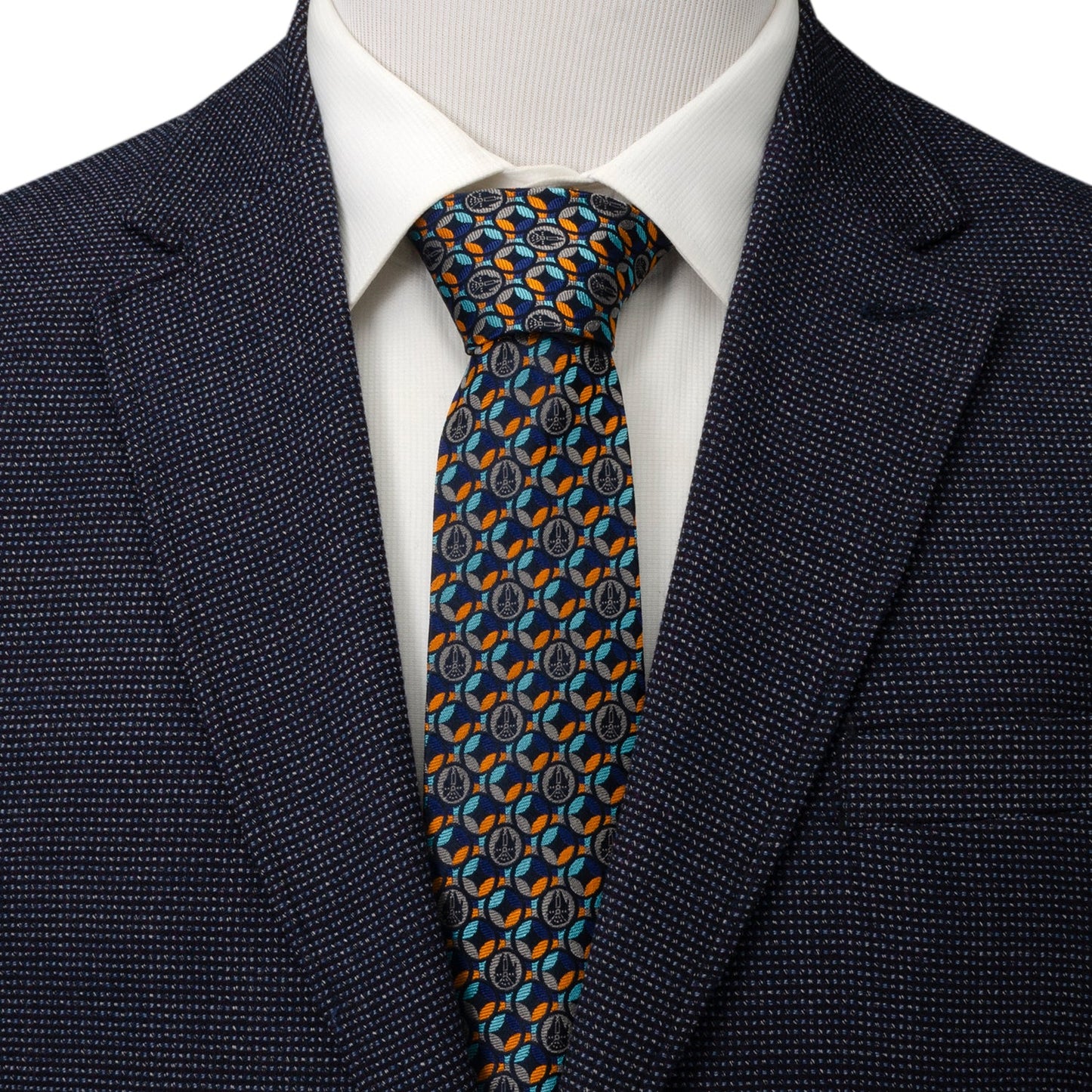 Corbata azul marino con motivo del Halcón Milenario de Star Wars