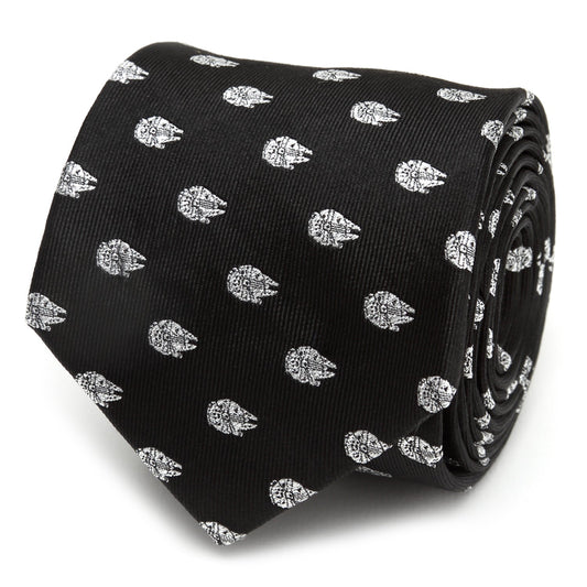 Corbata Star Wars Halcón Milenario Plateada Metálica y Negra