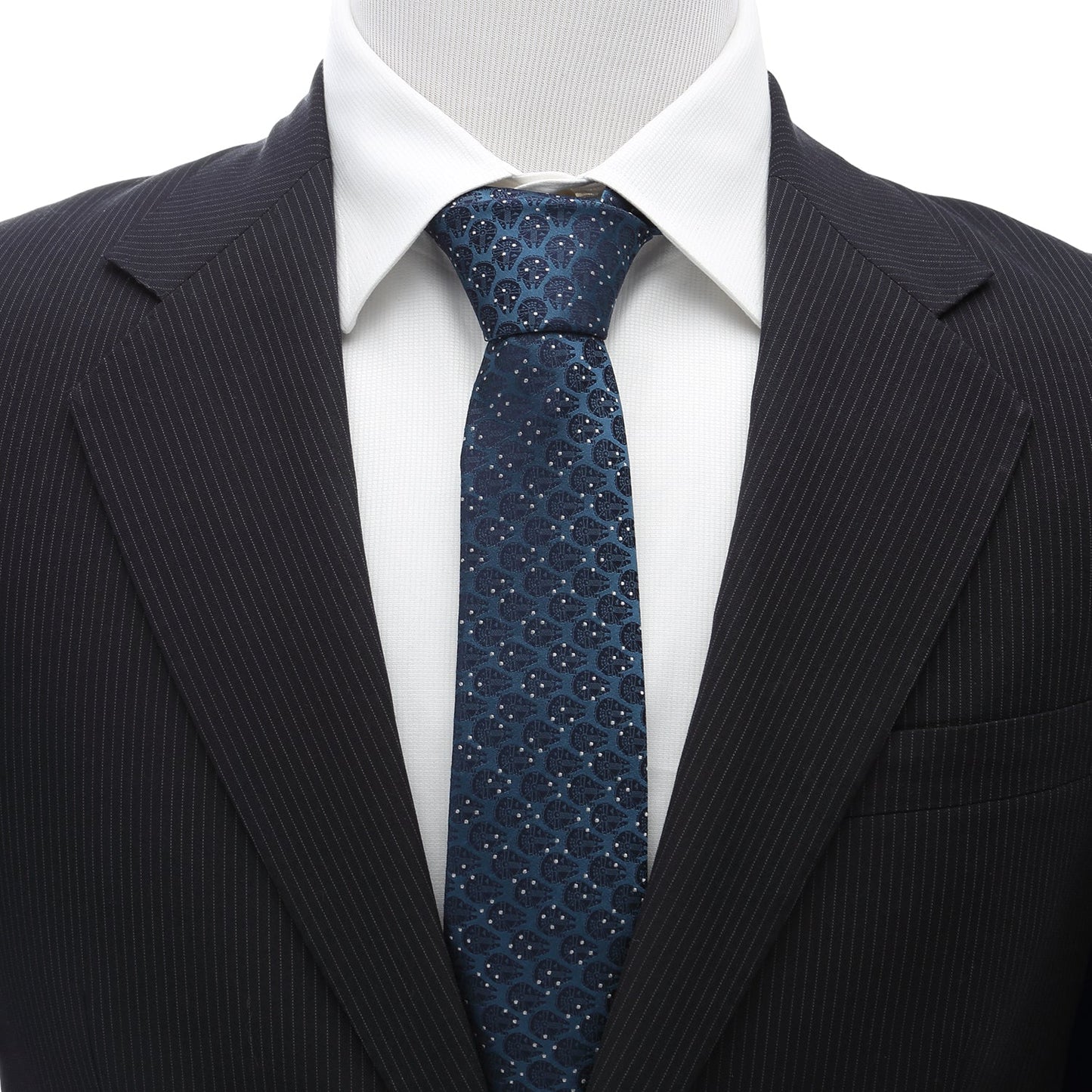 Corbata azul y blanca con puntos de Star Wars Halcón Milenario