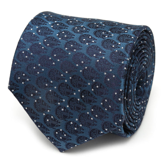 Corbata azul y blanca con puntos de Star Wars Halcón Milenario