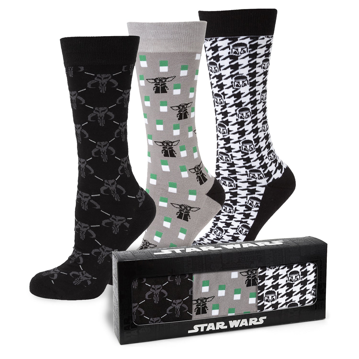 Star Wars Mandalorian Dress Socks 3-Pack and Mythosaur Lapel Pin Gift Set - My Men's Shop