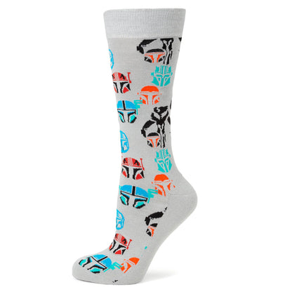 Star Wars Mandalorian and Mythosaur Multicolored Gray Dress Socks and Lapel Pin Gift Set - My Men's Shop