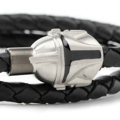 Star Wars Mandalorian Double Wrap Stainless Steel Black Bracelet - My Men's Shop
