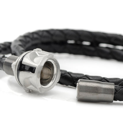 Star Wars Mandalorian Double Wrap Stainless Steel Black Bracelet - My Men's Shop