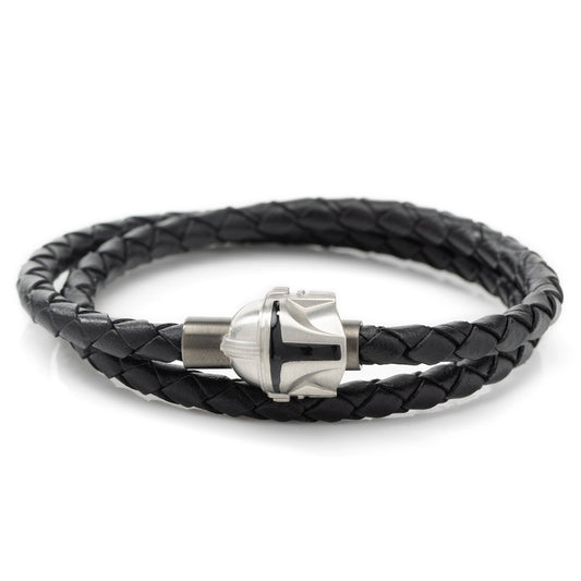 Star Wars Mandalorian Double Wrap Stainless Steel Black Bracelet