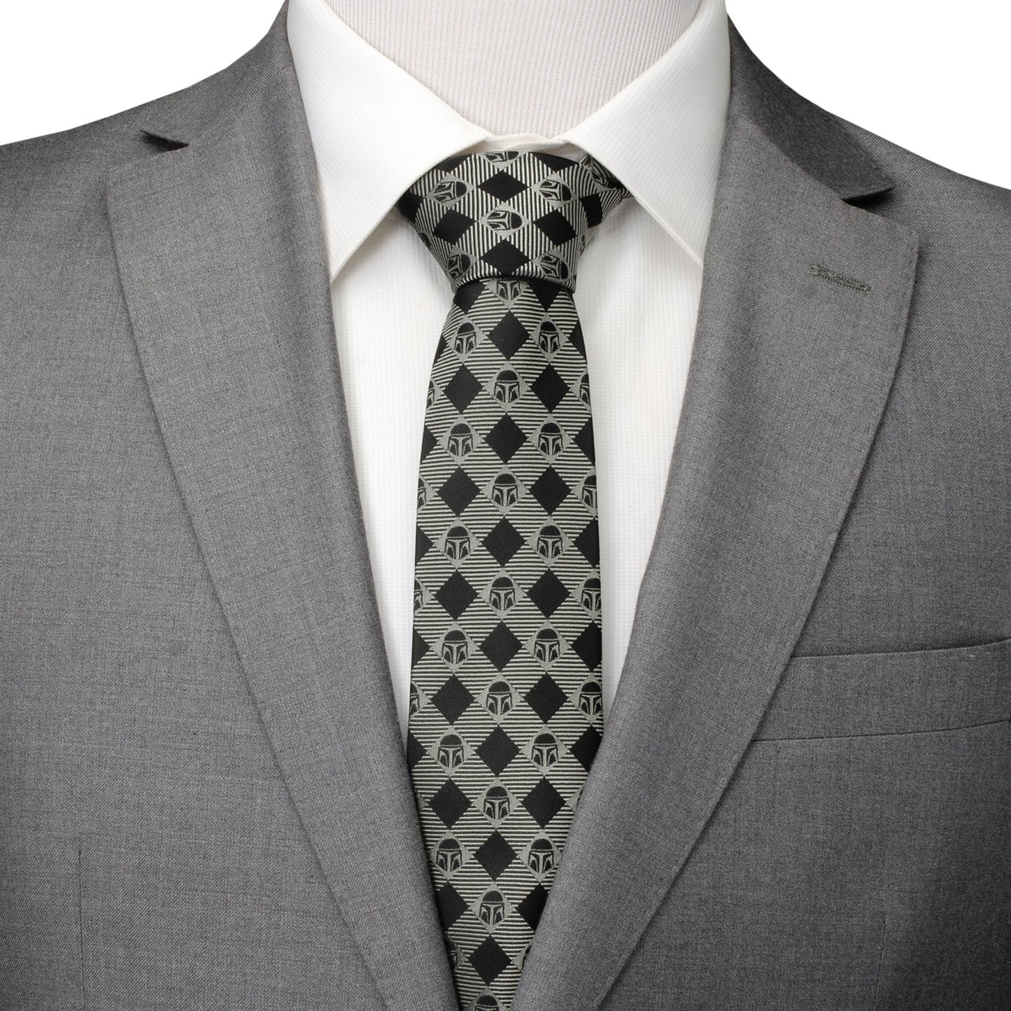 Star Wars Mandalorian Black and Gray Plaid Tie - My Men's Shop