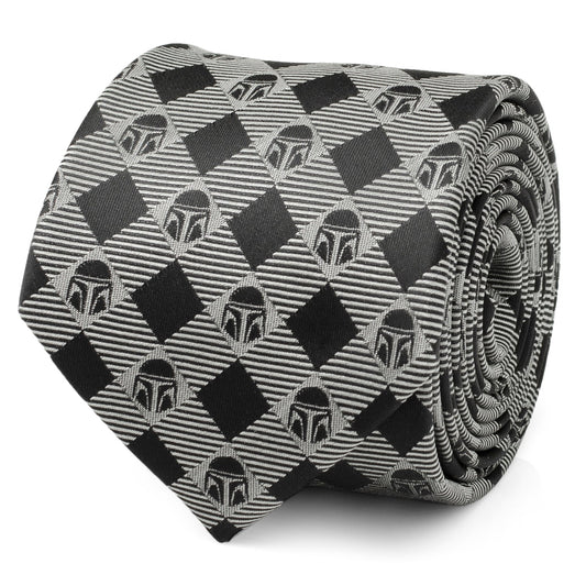 Star Wars Mandalorian Black and Gray Plaid Tie - My Men's Shop