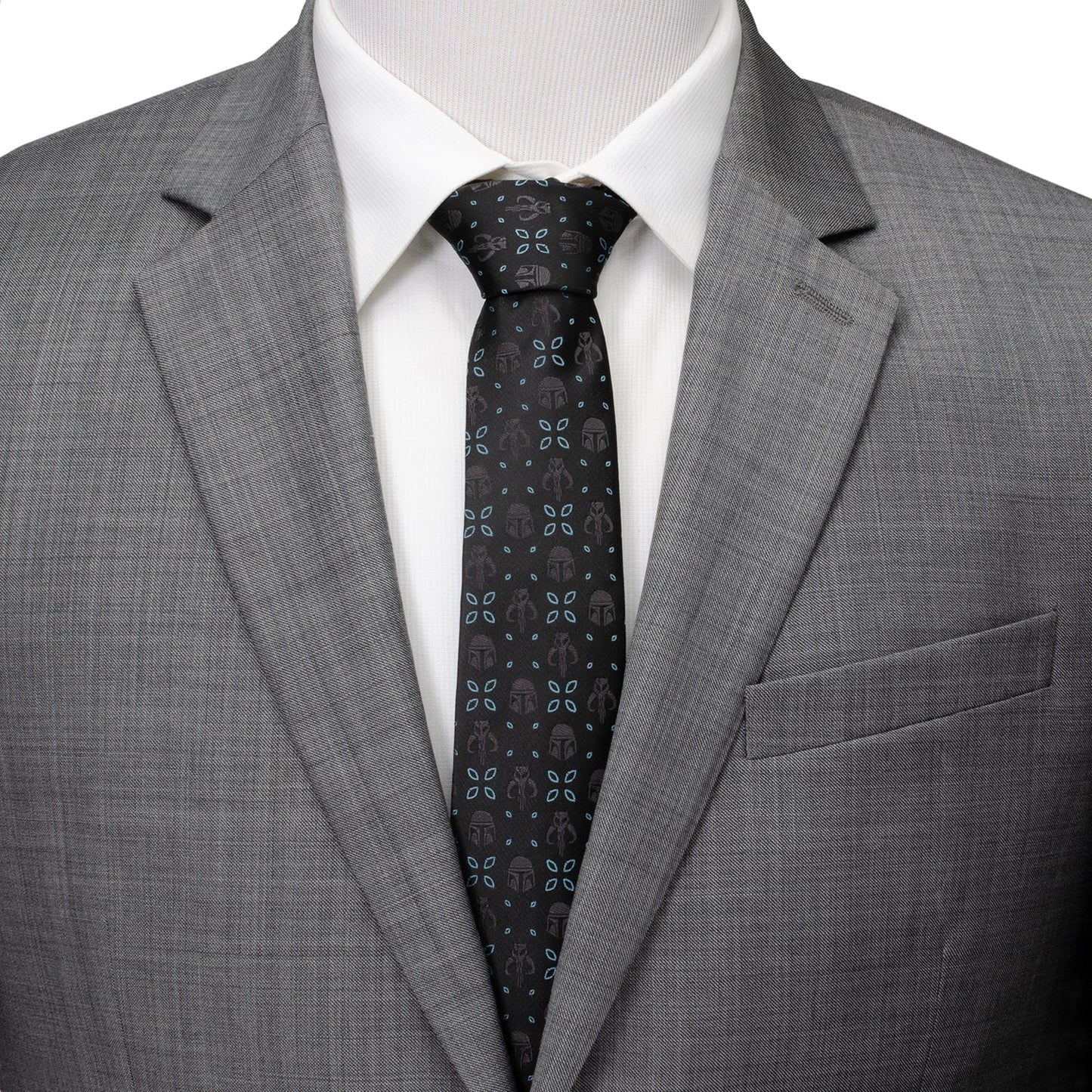 Corbata negra con motivo de Star Wars Mandalorian