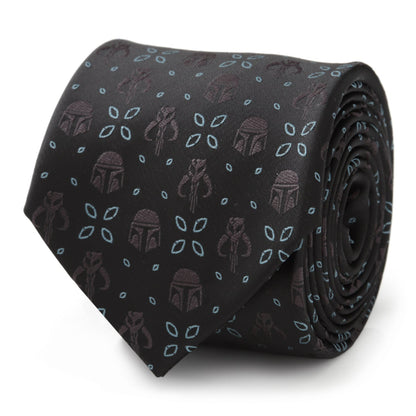 Corbata negra con motivo de Star Wars Mandalorian