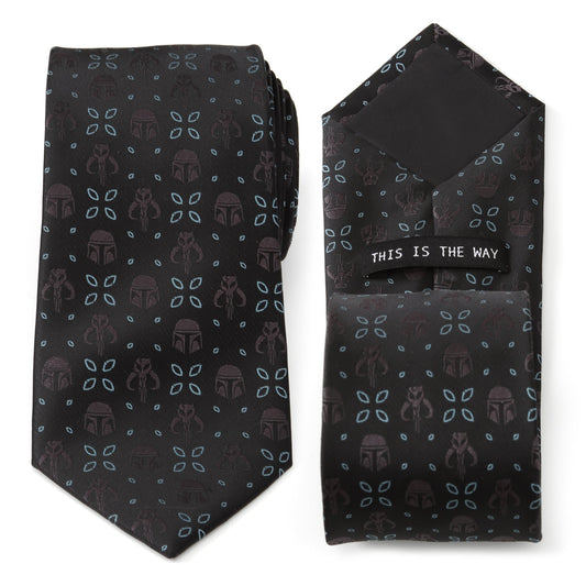 Corbata negra con motivo de Star Wars Mandalorian