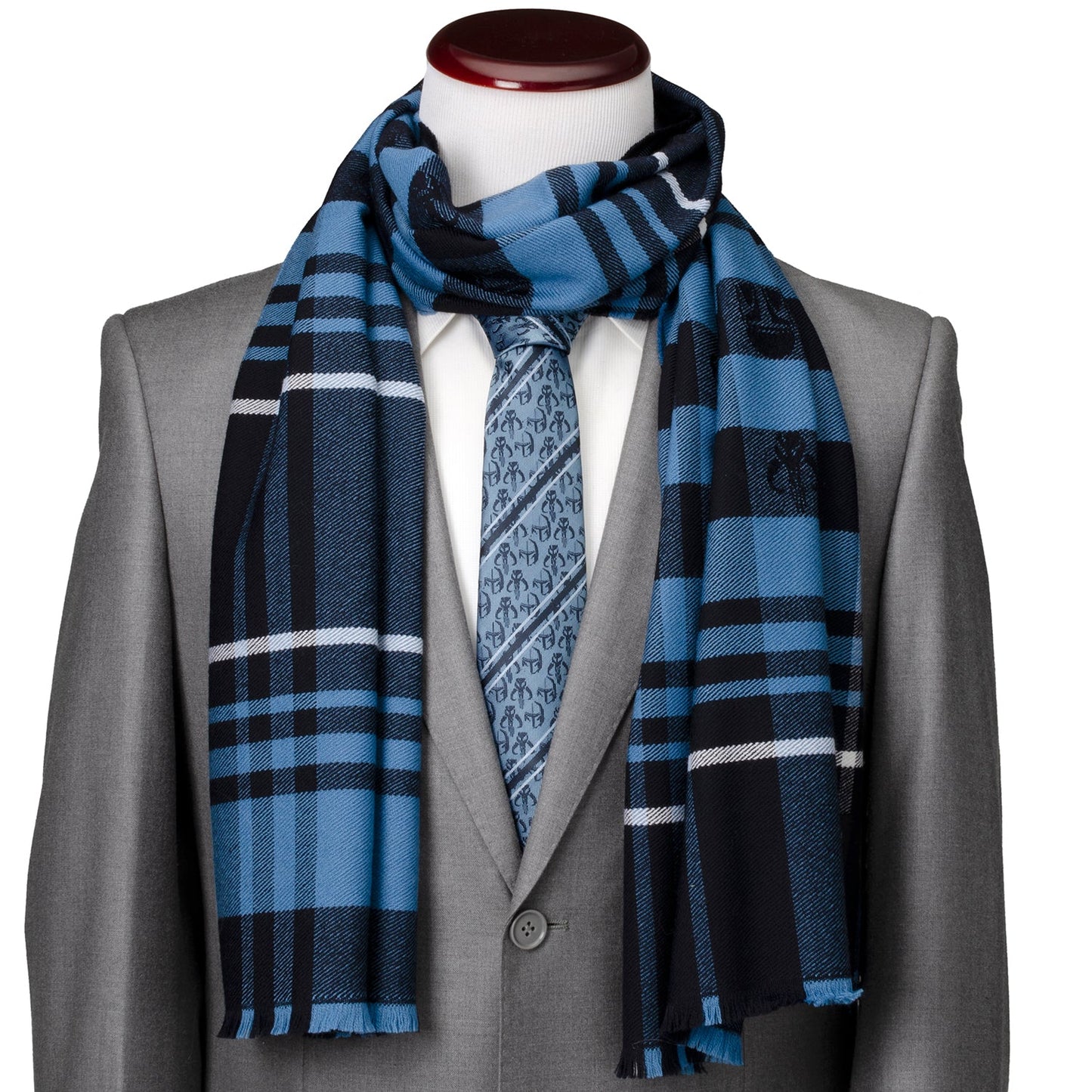 Star Wars Mandalorian Blue Tartan Scarf - My Men's Shop
