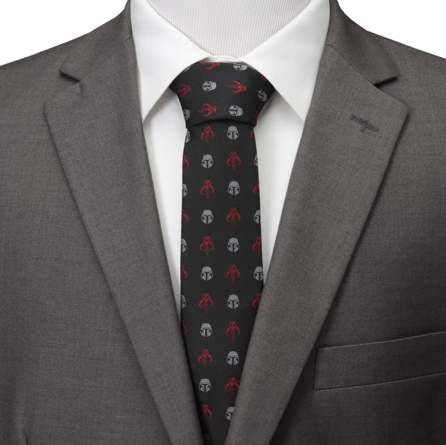 Corbata de Star Wars Mandalorian y Mythosaur roja y negra