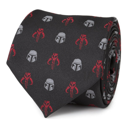 Corbata de Star Wars Mandalorian y Mythosaur roja y negra