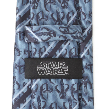 Star Wars Mandalorian and Mythosaur Blue and Navy Striped Tie - My Men's Shop