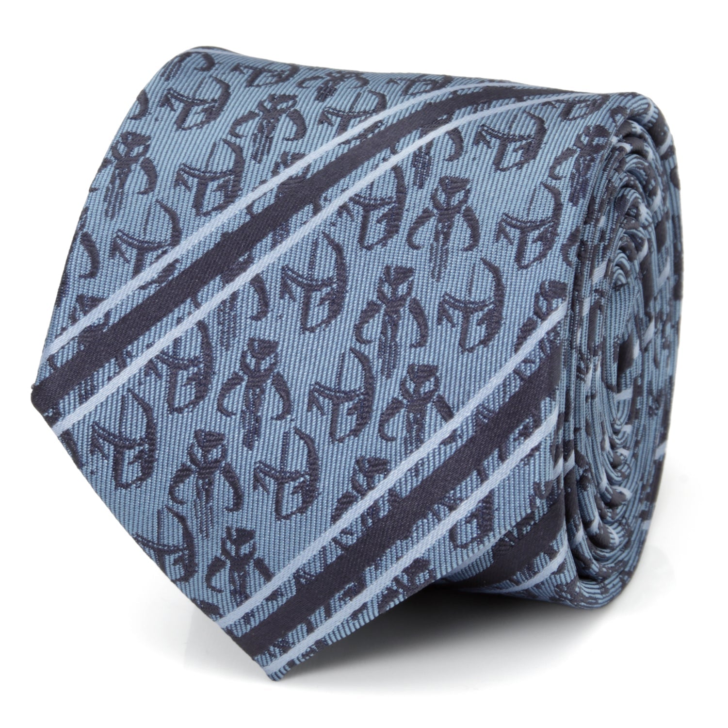 Star Wars Mandalorian and Mythosaur Blue and Navy Striped Tie - My Men's Shop