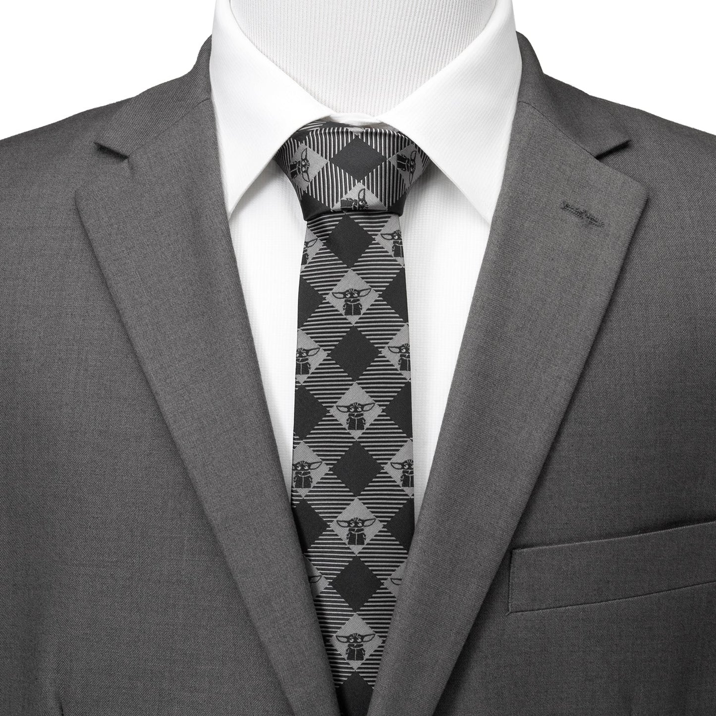 Star Wars Grogu Black Plaid Tie - My Men's Shop