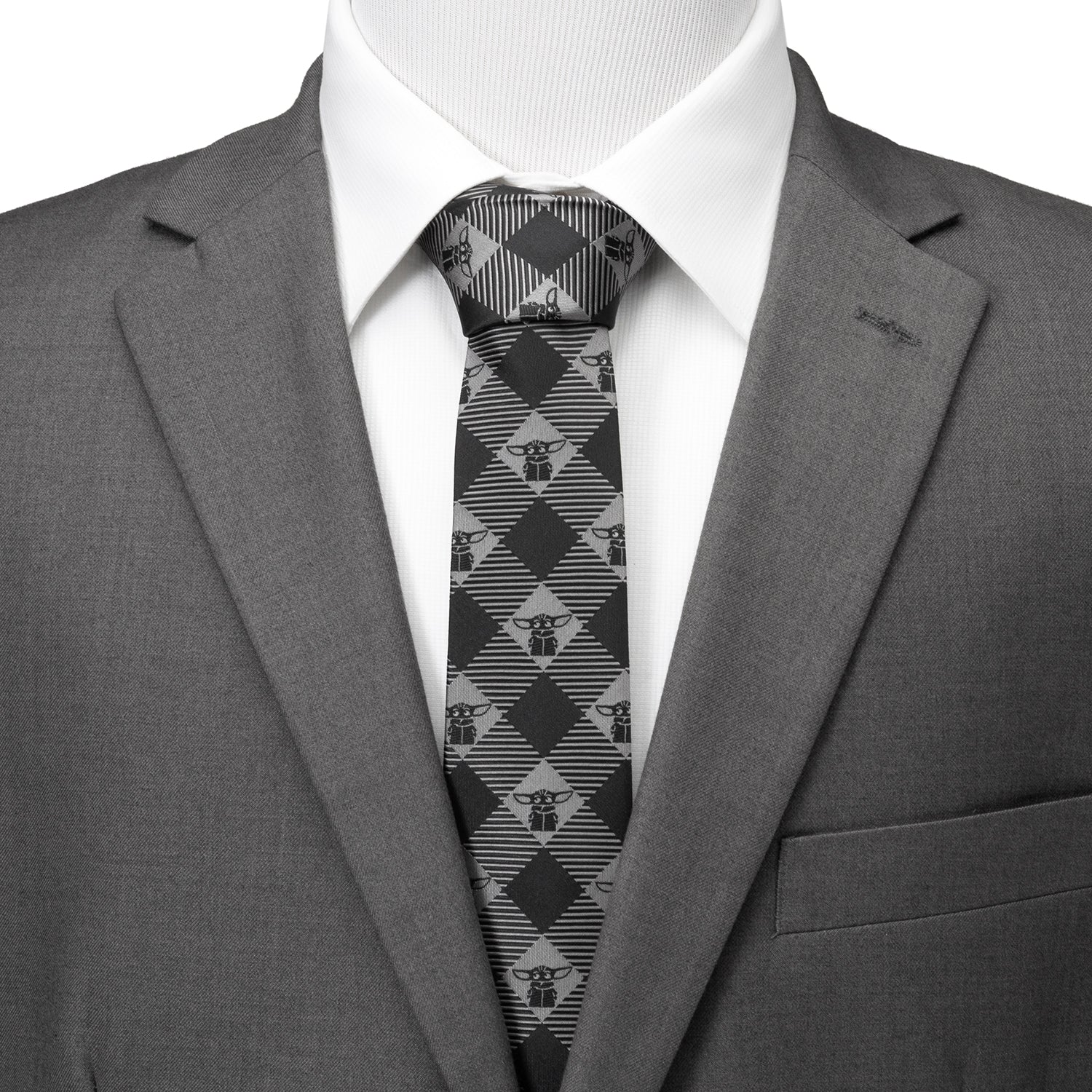 Star Wars Grogu Black Plaid Tie - My Men's Shop