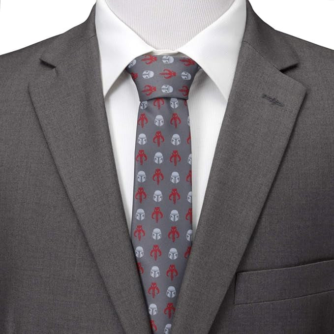 Star Wars Mandalorian and Mythosaur Red and Gray Tie - My Men's Shop